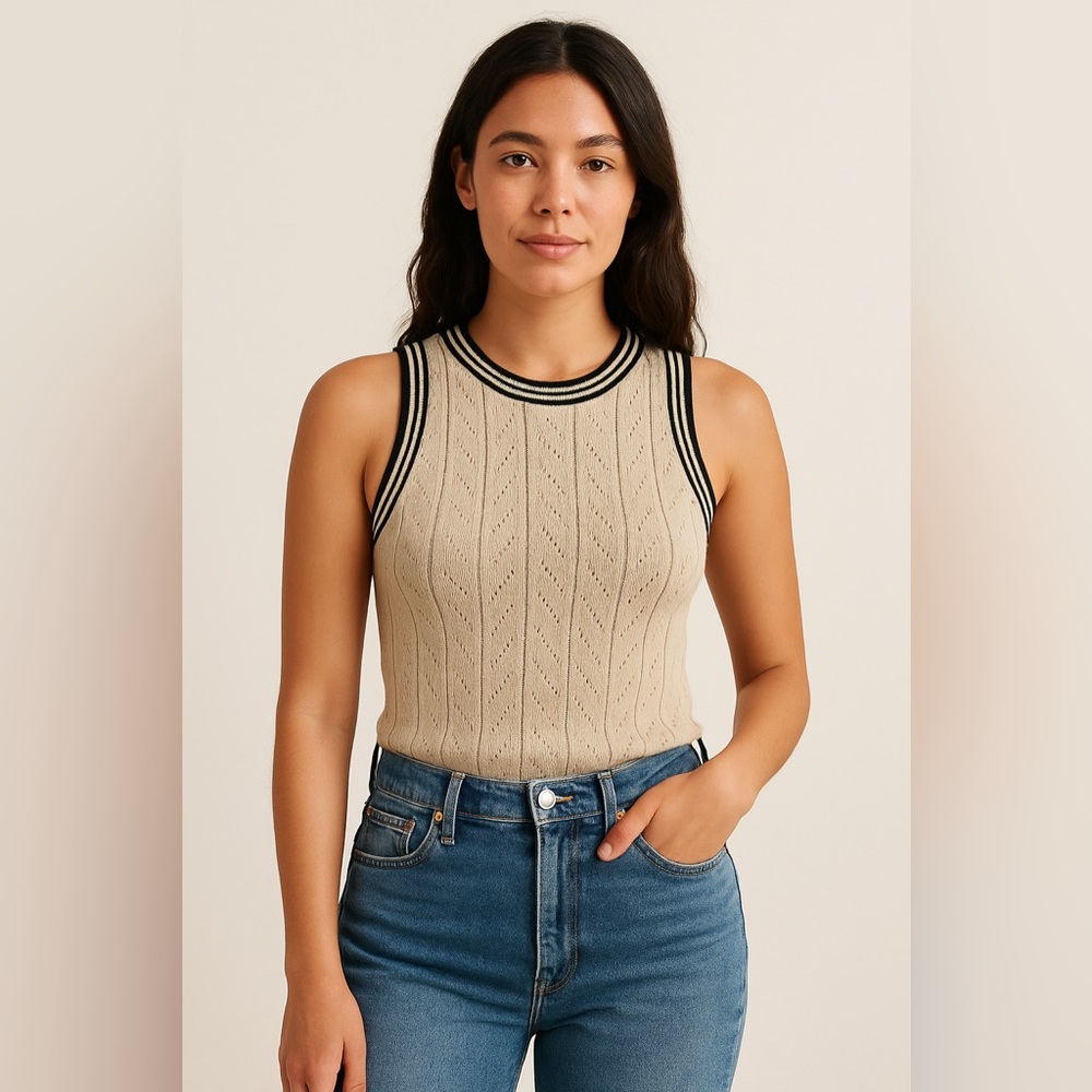 Sandro Rhombus Knit Sleeveless Top size S